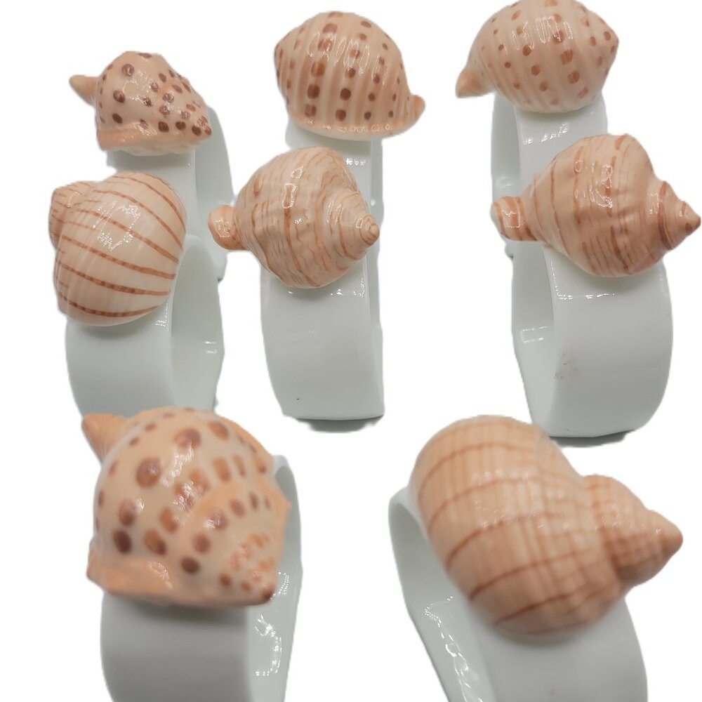 Set of 8 Napkin Rings Whimsical Sea Shells
